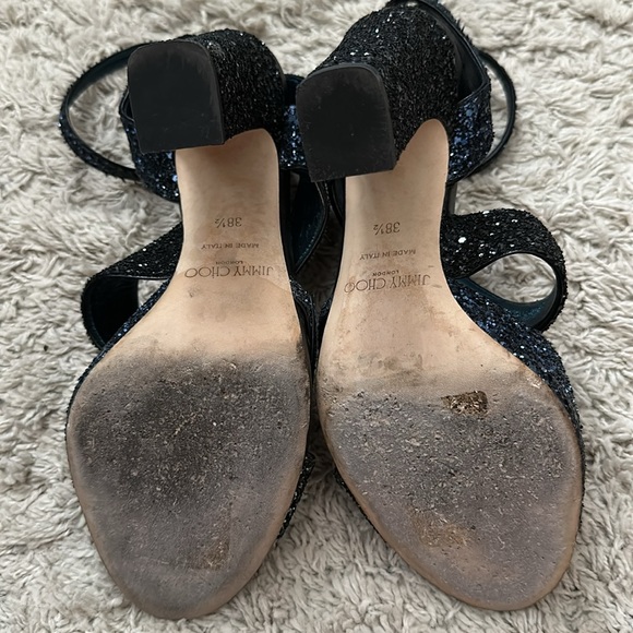 Jimmy Choo Falcon 100 Coarse Glitter Sandals - Picture 9 of 15